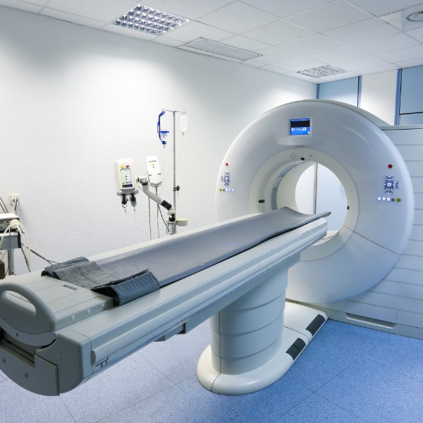 CT (Computed tomography) scanner in hospital laboratory.